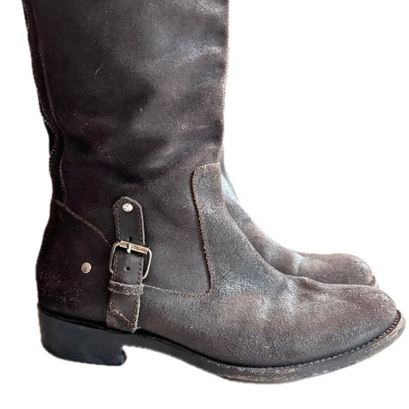 Dolce Vita Kilian Knee High Boots Distressed Leather Low Heel Zipper Womens 8 - Picture 7 of 15